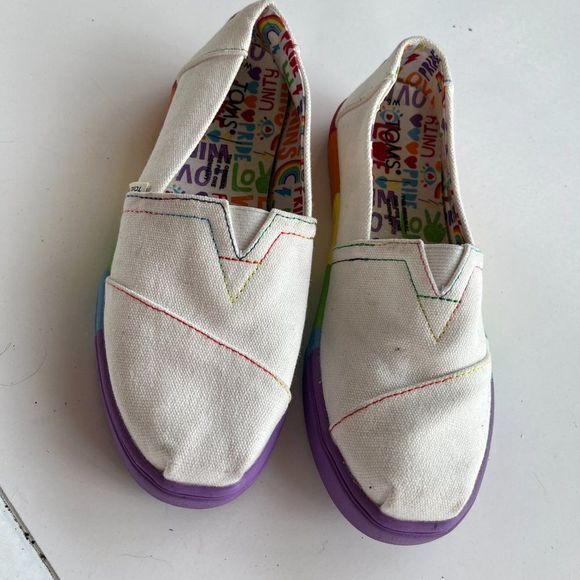 TOMS white pride canvas alpargata cupsole womens slip on Size 5 - Picture 3 of 6